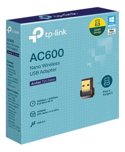Adaptador USB inalámbrico T2u Nano de banda Ac600 de 2,4 GHz y 5 GHz