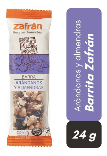 Barrita Zafran Arandanos Y Almendra 28g Mani Sin Tacc Vegana