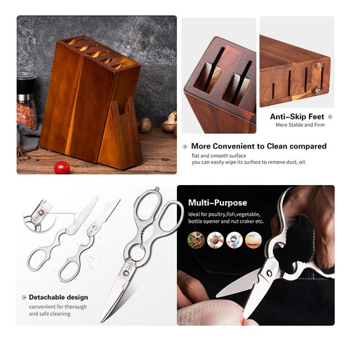 Juego De Cuchillos De Cocina, 8 Cuchillos Profesionales De D