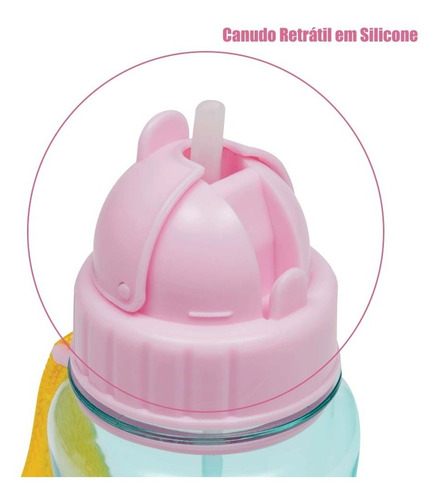 Imagem 2 de 8 de Garrafa Infantil Garrafinha Animal C/ Canudo Silicone Buba