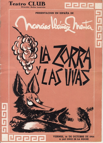 1964 Narciso Ibañez Menta Programa Teatro La Zorra España