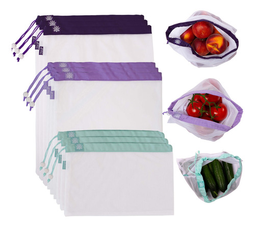 Lotus Produce Bags | 9 Unidades | 3 Tamaos Y 3 Colores | Lav