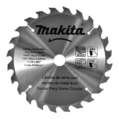 Disco Sierra Makita D-51340 185mm 7 Bb
