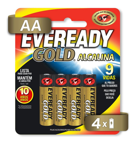 Pila Eveready Gold Aa Alcalina  Blister 4 Unidades