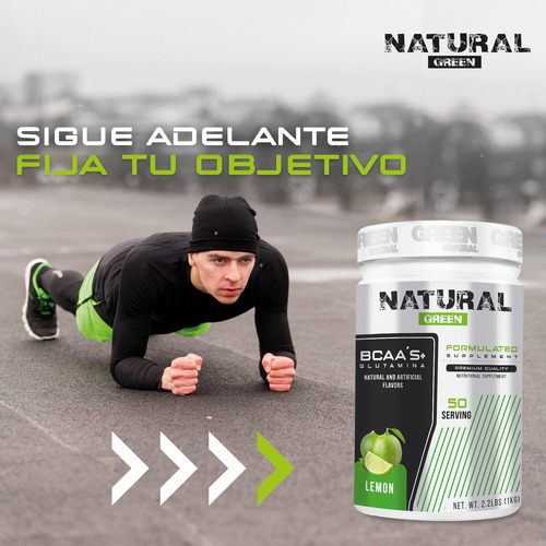 Aminoácidos Bcaas + Glutamina 1kg Green Sabores Limón