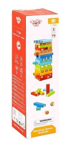 Juego Apilable Animales Piezas Madera Tooky Toy Ft718