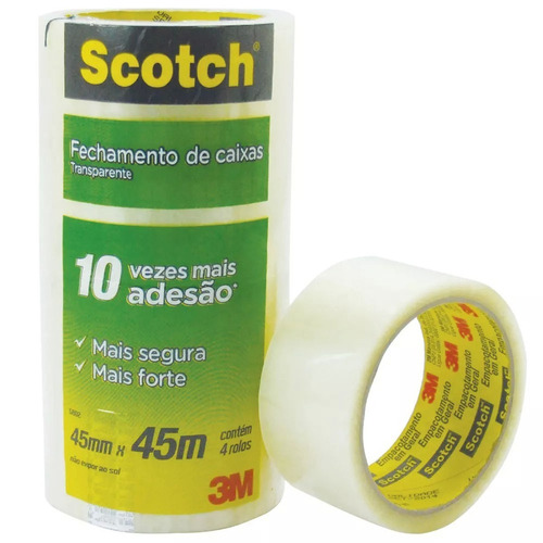 Kit 10 Fitas Adesivas Transparente Empacotamento 3m Cada