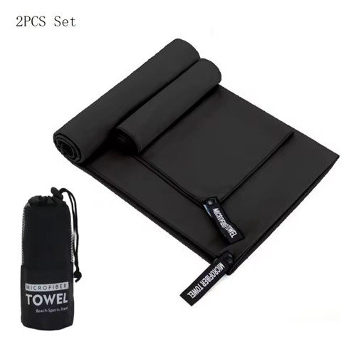 Toalla De Microfibra Secado Rápido Negro Lisa