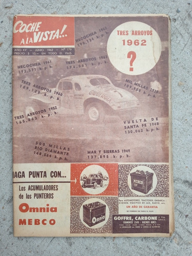Coche A La Vista N.179 Junio 1962 Tres Arroyos 1962?