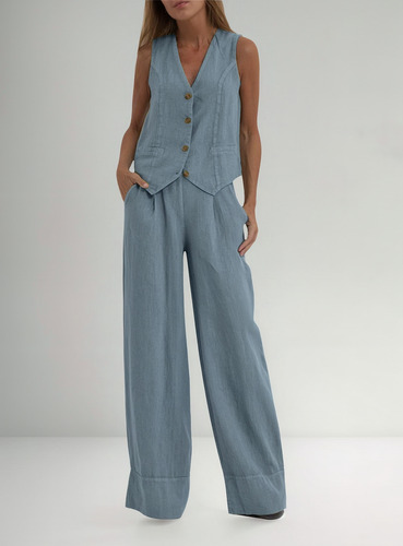 Pantalones De Traje Conjuntos De Lino Para Mujer, 2 Piezas