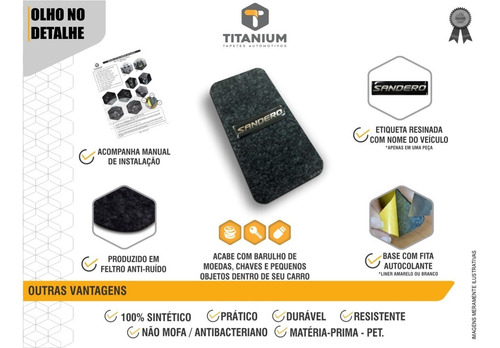 Jogo De Tapetes Sandero 2015/... Porta Objetos Copo