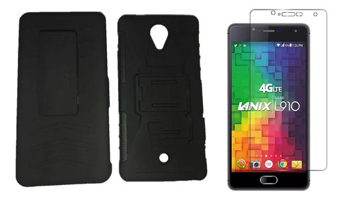 Combo Funda Uso Rudo Lanix L910 + Cristal Templado