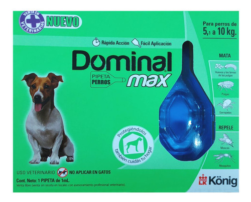 Pipeta Perro Antipulgas Y Garrapatas Dominal Max 5 A 10 Kg