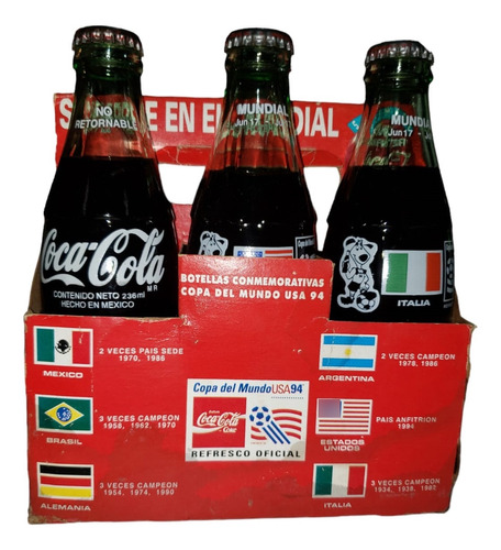 Coca Cola Botellas Copa Del Mundo Usa 94 Mundial 3pz + Caja