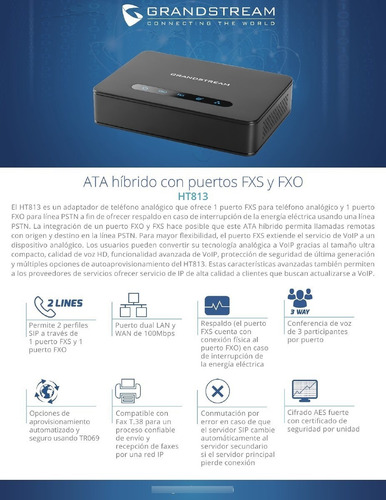 Gateway Grandstream Ht813 1 Fxs 1 Fxo