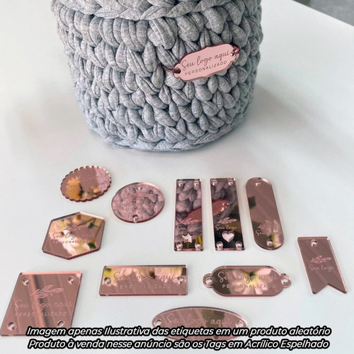 Imagem 3 de 3 de Etiqueta Tag Acrílico Espelhado Personalizado Rosê Gold 70x