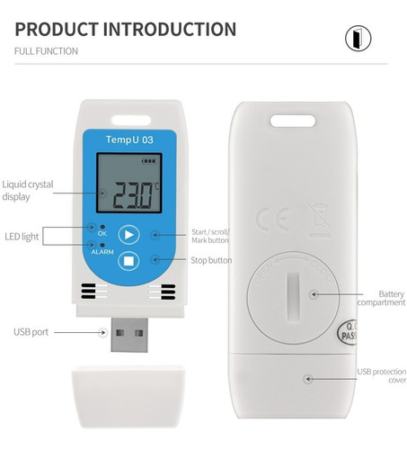 Datalogger Temperatura Umidade Usb C/ Software Data Logger