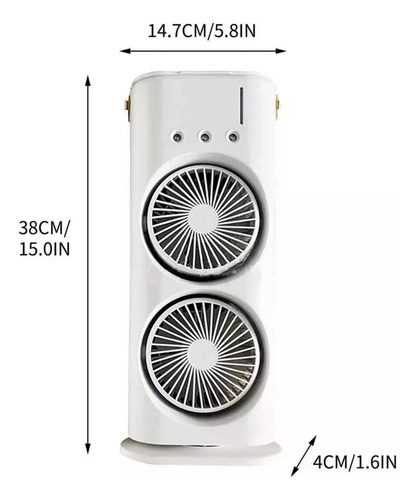 2 Pack Ventilador Doble De Escritorio Humificador Giratorio 14.7 Cm 50hz/60hz Blanco Blanco Plástico 6