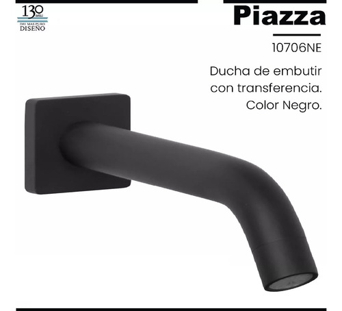 Ducha De Embutir C/ Transf. Monocomando Piazza Lounge Negro