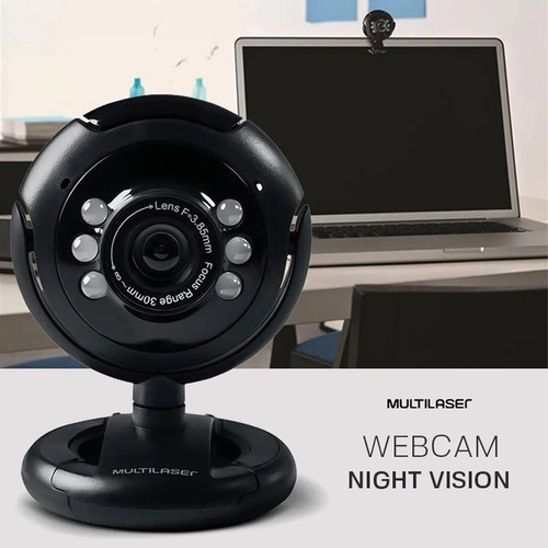 Webcam Visão Noturna 16 Megapixel Usb Led Multilaser - Wc045