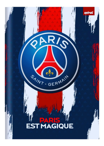 Caderno Escolar Grande Brochura Capa Dura Psg Futebol Paris Cor Azul