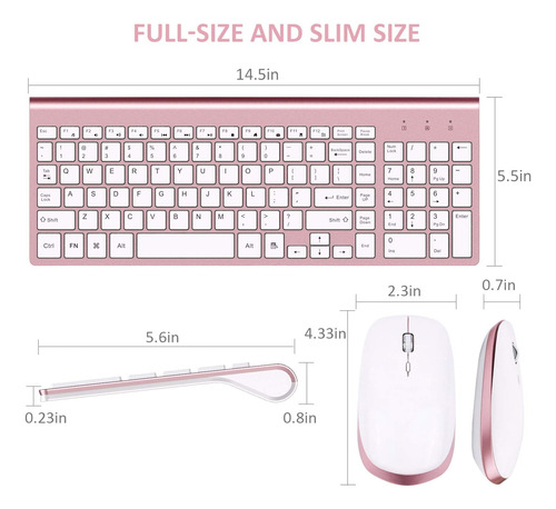 Ratón Fenifox, Inalambrico/con Teclado/rosa/recargable