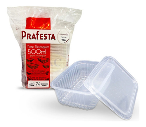 Pote Plastico Marmita Fit 500ml Microondas Freezer Ret 24 Un