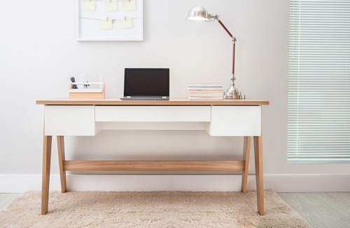 Escritorio Artesano Escrivaninha 3 gavetas trend mdp, mdf de 150cm x 77.5cm x 60cm hannover y off white