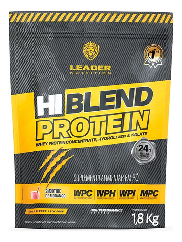 Suplemento em pó Leader Nutrition  Hi-Blend Hi-Blend Protein proteína Hi-Blend Protein sabor  smoothie de morango em sachê de 1.8kg