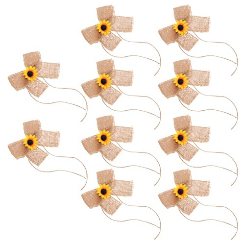 Conjunto De 10 Lazos De Arpillera Diseño De Girasoles,...