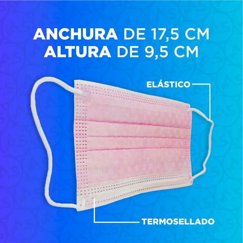 Imagen 6 de 10 de Barbijo Rosa Quirurgico Tapaboca Descartable X50u Tricapa
