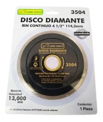 Disco Diamante Rin Continuo 4 1/2''- Corte Fino