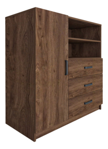 Cómoda De 3 Cajones Con Puerta 1.01 X 1 M X 39 Cm Café Nogal Marrón Oscuro
