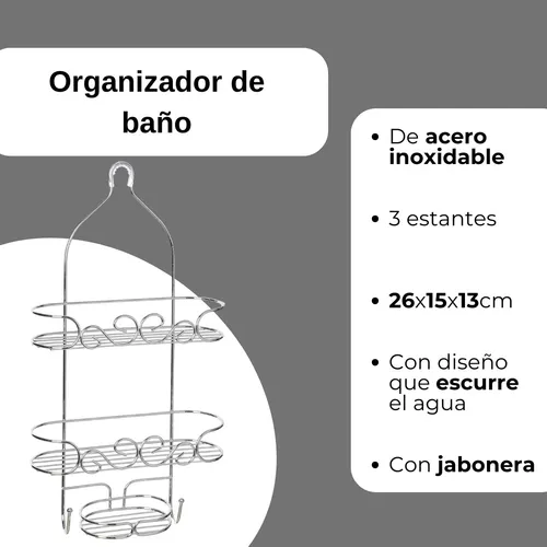 Organizador De Ducha Colgante 3 Estantes Con Jabonera