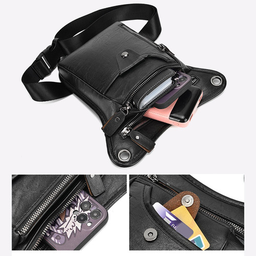 3 Drop Leg Bag Cintura Riñonera Mensajero Bolsas De Negro