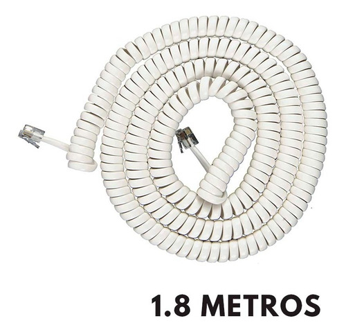 Imagen 1 de 3 de Cable Espiral Telefónico Rj11 Hack Technology 1.8mts Blanco