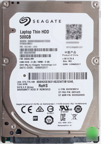 Disco Duro Interno Notebook Seagate Hdd St500lt012 500gb 