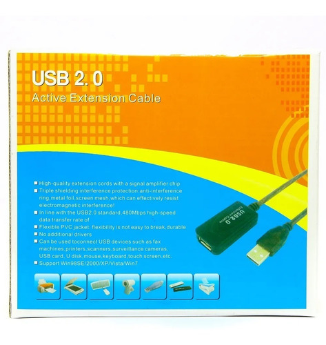 Imagem 4 de 4 de Cabo Extensor Usb 2.0 Ativo Amplificado 10m Macho Fêmea