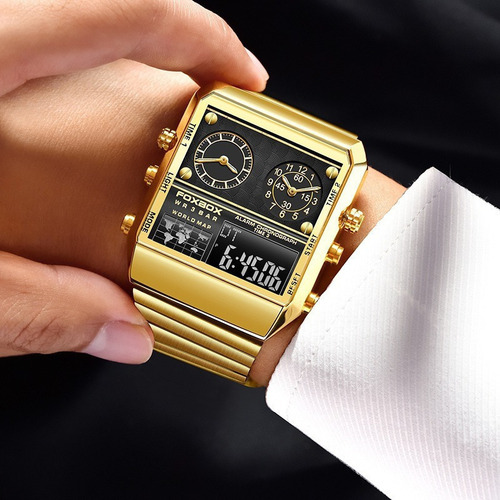 Reloj Electrónico Luminoso Cuadrado De Lujo Foxbox
