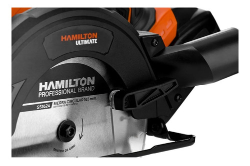 Imagen 4 de 4 de Sierra circular eléctrica inalámbrica Hamilton ULT117 165mm negra y naranja 20V