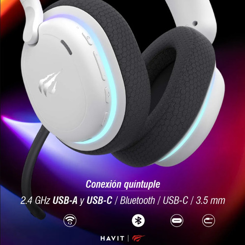 Audífonos Gamer Bluetooth Headphones Micrófono Fuxi-h7 Havit Color Blanco