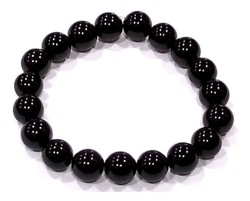 Imagem 1 de 2 de Pulseira Esferas Pedra Natural Turmalina Negra Para Proteção