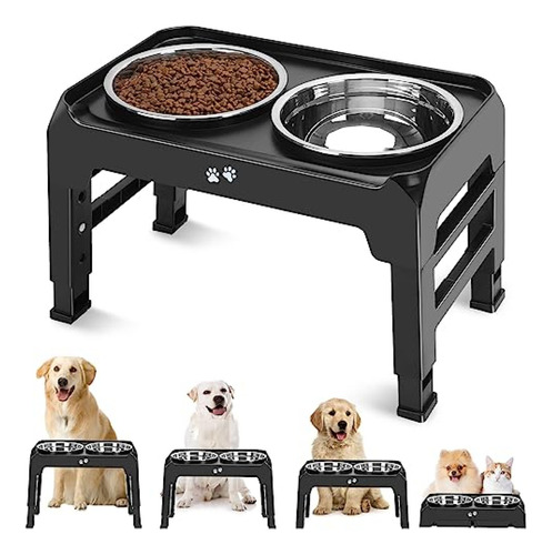 Platos Para Perro Cuencos Elevados Para Perros, 4 Soportes E