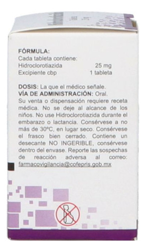 Hidroclorotiazida 25 Mg 20 Tabletas