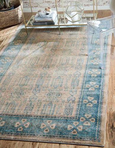 Alfombra Oriental Tradicional 6 Pie X 9 Color Beige Azul