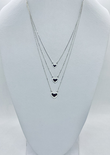 Gargantilla Triple De Corazones Lisos (deperlá Plata)