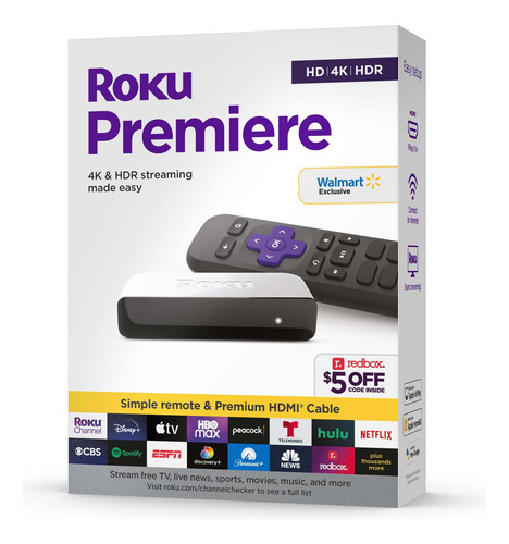 Roku Premiere 3920 Standar 4k & Hdr & Full Hd 1080p C/ Control Remoto Y Hdmi Premium De Alta Velocidad Color Blanco