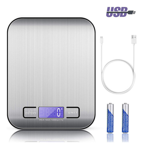 Báscula Digital De Cocina De Alimentos De 10kg/1g, Recarga.