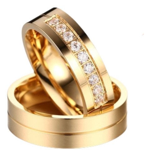 Aros Matrimonio Alianza Oro18k Cristales Joyeria Gold