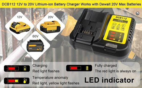 Cargador De Batería 12v/20v Máx. Dcb115 Dcb112 Para Dewalt